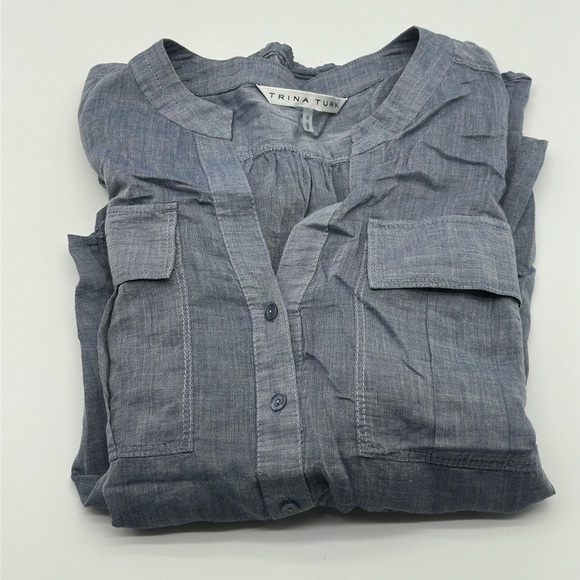 Trina Turk Jemison Blouse Small Silk Blend - Picture 8 of 8